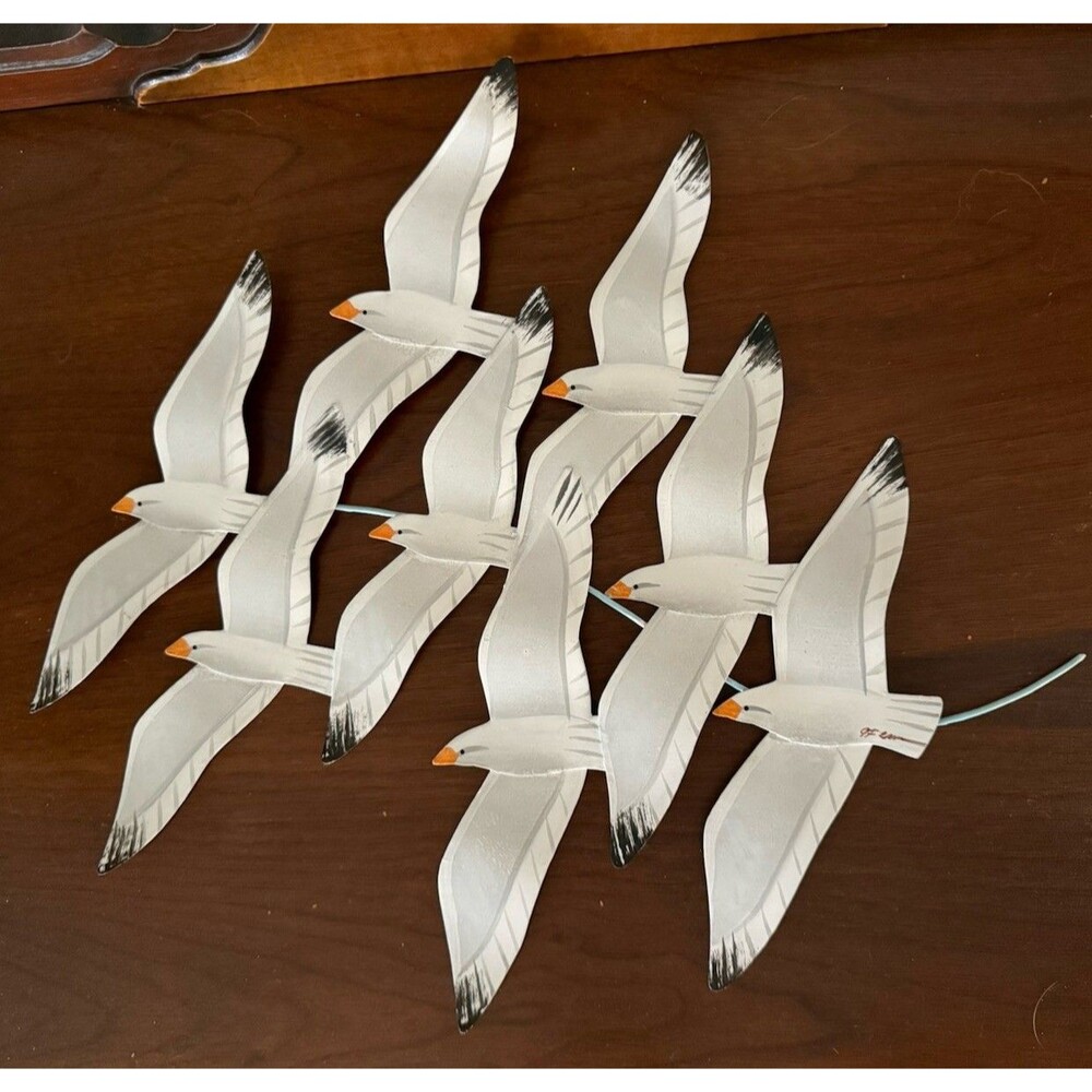 Metal Wall Art Flying Seagulls NMD Vintage Handmade Signed